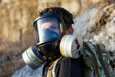 Child wearing the CM-6M tactical gas mask